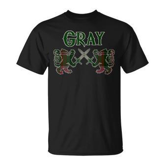 Clan Gray Scottish Family Kilt Tartan Lion T-shirt - Seseable