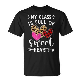 My Class Is Full Of Sweethearts Leopard Valentine Teacher T-shirt - Seseable