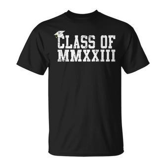 Class Of 2023 Mmxxiii Graduation Spirit Vintage Senior 2023 Unisex T-Shirt | Mazezy