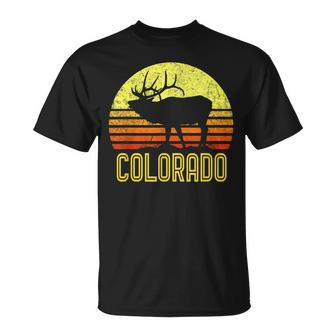 Colorado Elk Hunter Dad Vintage Retro Sun Bow Hunting T-Shirt - Seseable