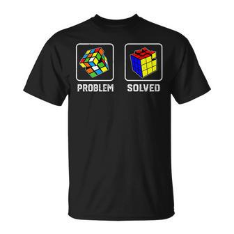 Competitive Puzzles Cube Problem Retro Solved Speed Cubing T-Shirt - Seseable
