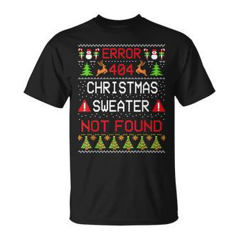 Computer Error 404 Ugly Christmas Sweater Not Found Pajama T-shirt - Seseable