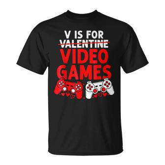 Cool Gamer V Is For Video Games Valentines Day Game Lover T-shirt - Thegiftio UK