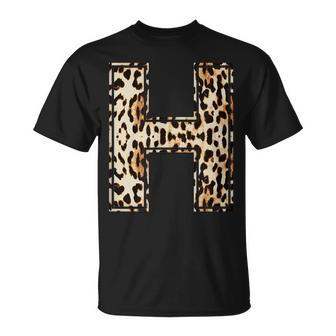 Cool Letter H Initial Name Leopard Cheetah Print T-shirt - Thegiftio UK