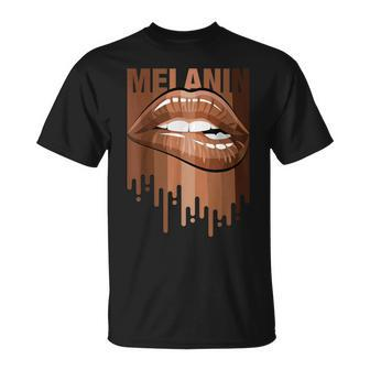 Cool Melanin Girl Lips Graphic Black Girls Magic Style Unisex T-Shirt | Mazezy