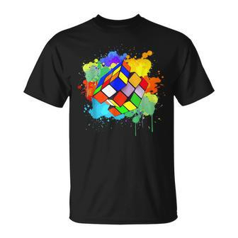 Cool Rubik Rubix Rubics Player Cube Watercolor Lovers T-Shirt - Seseable
