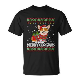 Corgi Dog Merry Corgmas Santa Corgi Ugly Christmas Sweater Great Gift Unisex T-Shirt - Monsterry