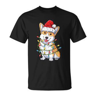 Corgi Santa Christmas Tree Lights Xmas Boys Men Corgmas Dog Tshirt Unisex T-Shirt - Monsterry