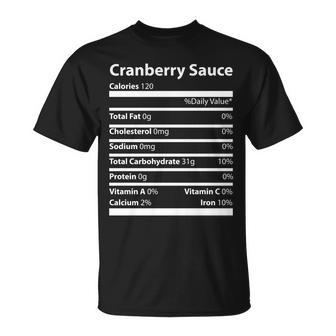 Cranberry Sauce Nutritional Facts Funny Thanksgiving Unisex T-Shirt - Monsterry AU