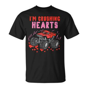 I Crush Hearts Monster Truck Toddler Boys Valentines Day V3 T-Shirt - Seseable