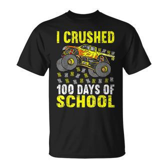 I Crushed 100 Days Of School Monster Truck Kids Girls Boys T-Shirt - Seseable