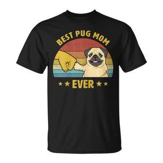 Cute Best Pug Mom Ever Proud Vintage Puppy Lover Pug Retro Gift For Womens Unisex T-Shirt - Seseable