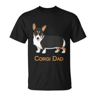 Cute Black Tricolor Pembroke Corgi Dad Dog Lovers Tshirt Unisex T-Shirt - Monsterry DE