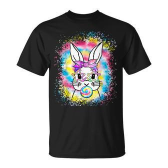 Cute Bunny With Bandana Heart Glasses Bubblegum Easter Day T-Shirt - Seseable