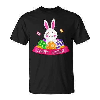 Cute Bunny Spring Hunt Eggs Rabbit Happy Easter Day Outfit Unisex T-Shirt | Mazezy