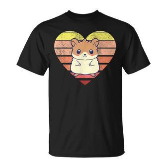 Cute Hamster Retro Heart Shape Vintage T-Shirt - Seseable