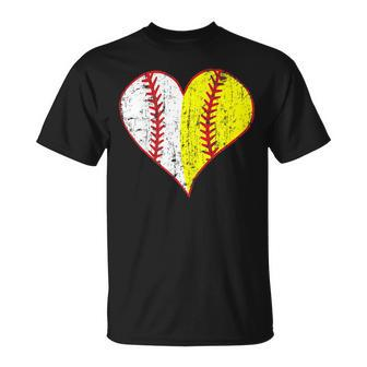 Cute Love Baseball Fast Pitch Softball Heart Baseball Mom Gift For Womens Unisex T-Shirt