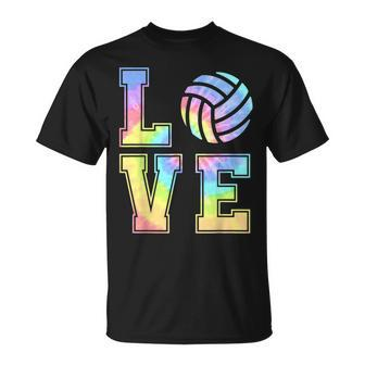 Cute Love Volleyball Tie Dye Volleyball Gift N Girls Kid Unisex T-Shirt | Mazezy