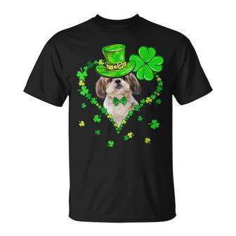 Cute Shih Tzu Saint Patricks Day Dogs Dad Mom T-Shirt - Seseable