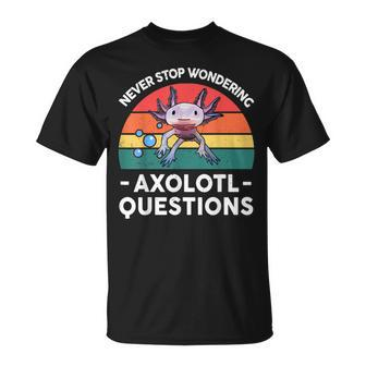 Cute Never Stop Wondering Axolotl Questions Kids Boys Girls T-shirt - Seseable