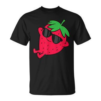 Cute Strawberry Fruit Relaxing Lazy Strawberry Unisex T-Shirt | Mazezy
