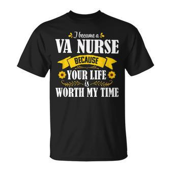 Cute Sunflower Quote Va Nurse Veteran Nursing Women T-shirt - Seseable