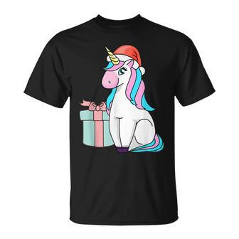 Cute Unicorn Horses Einhorn For Christmas Winter Girls Xmas T-shirt - Seseable