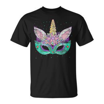 Cute Unicorn Mardi Gras Carnival Jester Hat Mardi Beads T-Shirt - Seseable