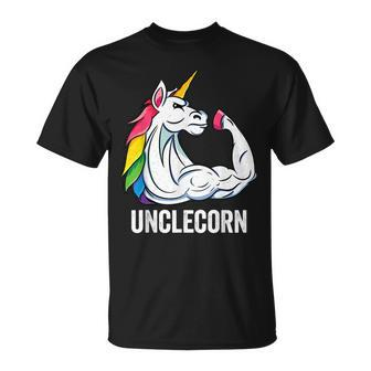 Cute Unicorn Uncle Girl Birthday Party Apparel Unclecorn Gift For Mens Unisex T-Shirt | Mazezy
