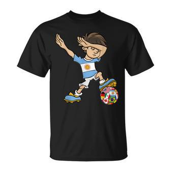 Dabbing Boy Argentina Soccer Jersey National Flag Unisex T-Shirt | Mazezy