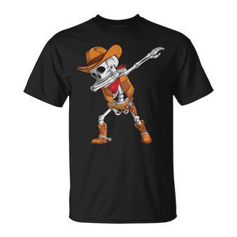 Dabbing Skeleton Cowboy Halloween Costume Kids Boys Men Dab Unisex T-Shirt | Mazezy DE