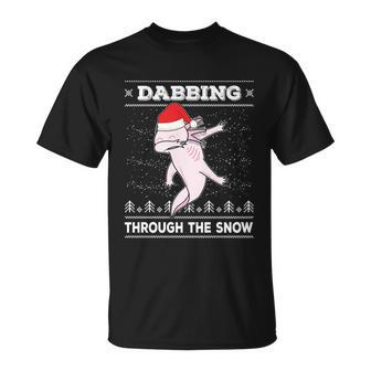 Dabbing Through The Snow Dab Axolotl Ugly Christmas Sweater Gift Unisex T-Shirt - Monsterry DE