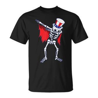 Dabbing Uncle Sam Skeleton Dab For Freedom 4Th Of July Skull Unisex T-Shirt | Mazezy