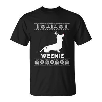 Dachshund Dog Lover Weenie Reindeer Ugly Christmas Sweater Gift Unisex T-Shirt - Monsterry CA