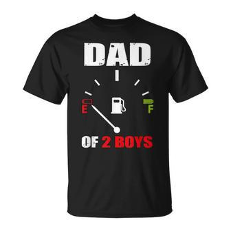 Dad Of 2 Boys Vintage Dad Battery Low Fathers Day T-Shirt - Seseable