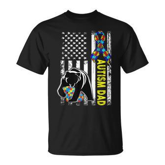 Dad Autism Awareness American Flag Autism Dad Daddy Unisex T-Shirt