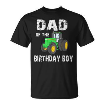 Dad Of The Birthday Boy Vintage Farm Tractor Party Family T-Shirt - Seseable