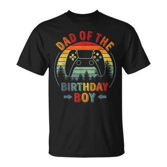 Dad Of The Birthday Boy Vintage Matching Gamer Birthday T-Shirt - Seseable