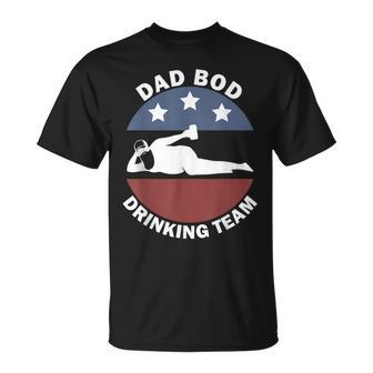 Dad Bod Drinking Team American Us Flag Vintage Fathers Day T-Shirt - Seseable