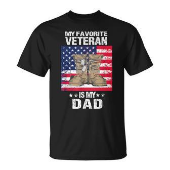 Dad Fathers Day My Favorite Veteran Is My Father Proud Kids T-Shirt - Seseable