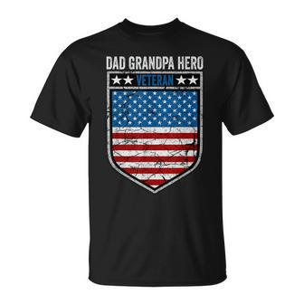Dad Grandpa Hero Veteran Memorial Day Flag Veterans Day T-Shirt - Seseable