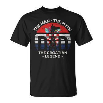 Mens Dad The Man The Myth The Croatian Legend Croatia Vintage T-Shirt - Seseable