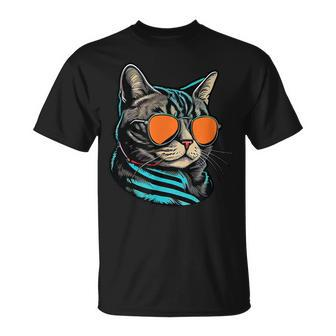 Dad Mom Cat Sunglasses American Shorthair Cat Unisex T-Shirt | Mazezy