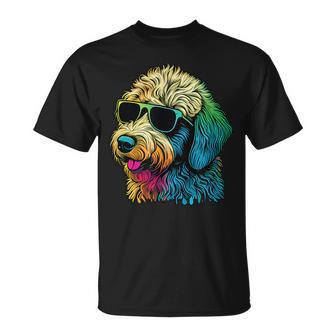 Dad Mom Cool Dog Sunglasses Goldendoodle Unisex T-Shirt | Mazezy