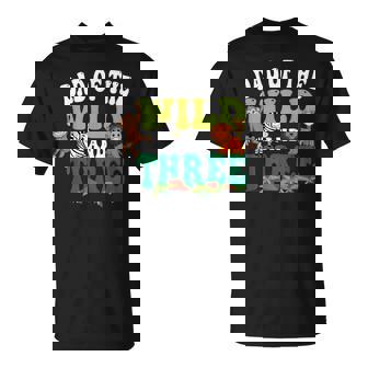 Dad Of The Wild And Three Zoo Birthday 3 Safari 3Rd Bday T-shirt - Thegiftio