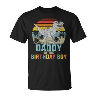 Mens Daddy Dinosaur Of The Birthday Boy Dad Matching Family T-Shirt - Seseable