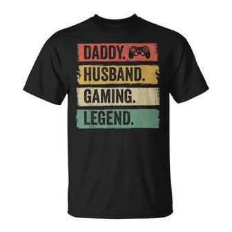 Daddy Ehemann Gaming Legende Vintage Video Gamer Papa Vater T-Shirt - Seseable