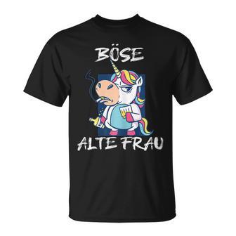 Damen Böse Alte Frau Für Oma Großmuter Spruch Rockerin T-Shirt - Seseable