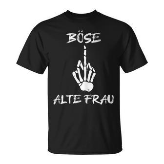 Damen Böse Alte Frau Für Oma Großmuter Spruch Rockerin V2 T-Shirt - Seseable