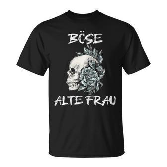 Damen Böse Alte Frau Für Oma Großmuter Spruch Rockerin V3 T-Shirt - Seseable